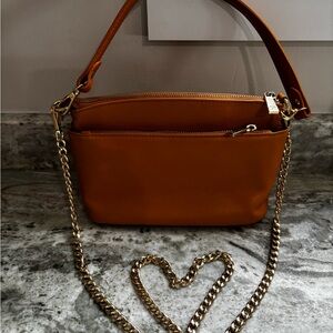 Divina Firenze Genuine Italian Leather Cognac Clutch Handle
& Crossbody Handbag